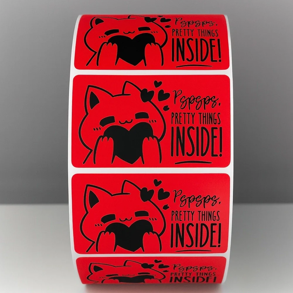 Pspsps Pretty Things Inside Stickers – Cute Cat Labels for Packaging and Orders